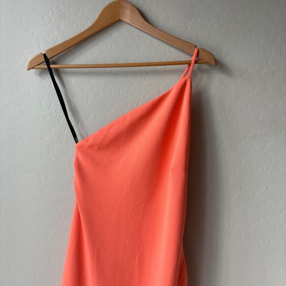 Solace London Dress One Shoulder Slit Open Back Petch Maxi Dress Orange Size 4 - Picture 3 of 10